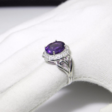 LASAMERO 9*11mm Round cut Purple Amethyst Rings For Women 925 Sterling Silver Ring  Fine Jewelry Engagement  Ring LASAMERO 9*11mm Round cut Purple Amethyst Rings For Women 925 Sterling Silver Ring  Fine Jewelry Engagement  Ring
