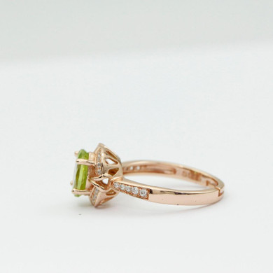 LASAMERO 8*6mm Peridot Anniversary Ring Gemstone Solid 925 Sterling Silver Women Jewelry