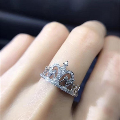 LASAMERO 0.19CT 18k Gold Real Diamond Crown ring Certified Accents Engagement Wedding Ring