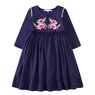 W.L.MONSOON Baby Girl Dress Long Sleeve Vestidos 2017 Brand Christmas Dress with Embroidery Cotton Autumn Dresses Kids Clothes