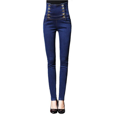 VooBuyla 2017 Brand New High Waist Jeans Women Skinny Denim Pencil Pants Female Plus Size Vintage Elastic Jeans Woman Jeans 6XL