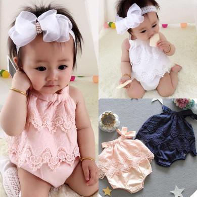 2017 Cute Summer Newborn Infant Baby Girl Lace Floral Romper Jumpsuit Outfits Sunsuit