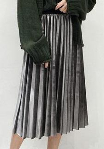 2018 New Autumn And Winter High Waisted Skinny Female Velvet Skirt Pleated Skirts Pleated Skirt Free Shipping