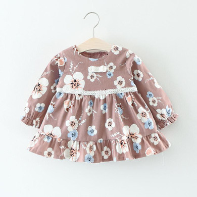 Autumn Fashion Infant Baby Girl Dress 2017 Brand Casual Cotton Long Sleeve Flower Print Girls Dresses Toddler Girls Clothes