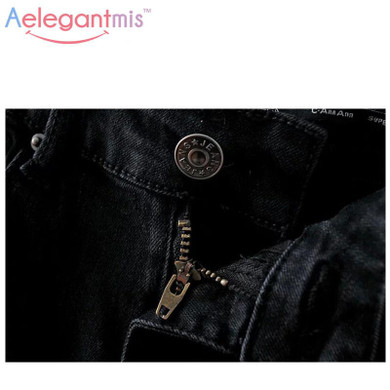 Autumn Fashion High Waist Jeans For Women Denim Jeans Woman 2016 Ninth Pants Black Hole Elastic Jeans Woman Skinny Pencil Pants