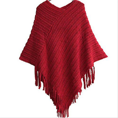 Autumn Clothes Shawl Scarf Sweater Women Women Cardigan Ladies Cape Coat Fringe Poncho Oblique Stripe Coat Bohemian New