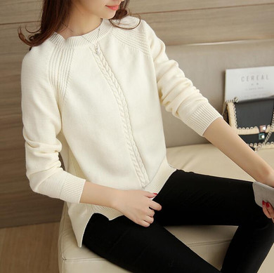2018 Winter Women's Blouses Pullover Long Sleeve O-Neck Slim Women Knitted Sweater For Women Long Tops