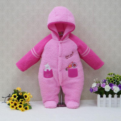 2018 Winter Newborn Coral Fleece One-Pieces Rompers Baby Clothing Girls Hoodie Fluffy Boys Clothes Toddler Warm Sleepwear
