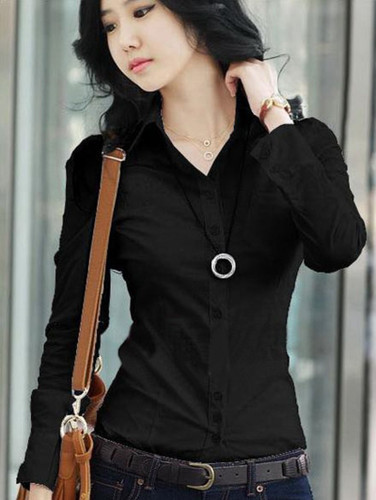 2018 Top Quality Summer Style Chiffon Blouse Women Shirts Long Sleeve Turn Down Collar White Ladies Shirt Blusas Femininas