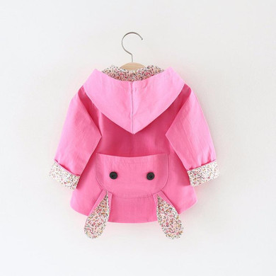 2018 Spring Baby Infants Girls Kids Hooded Cartoon Long Sleeve Bow Jackets Princess Cardigan Outwear Trench Coat Casaco S6247