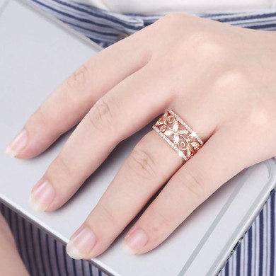 free shipping 18k white gold or rose gold nature diamond claasic butterfly ring for women engagement wedding party