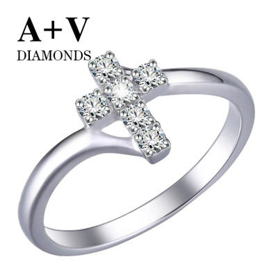 Free shipping 18k white gold nature diamond classic ring for lucky women engagement wedding God Kiss