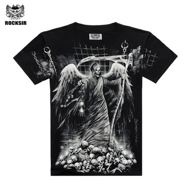 Rocksir 3d skull t shirts Men 2017 HOT SALE Fashion Brand Mens Casual 3D Printed T shirt Cotton Men Clothes tshirt plus size