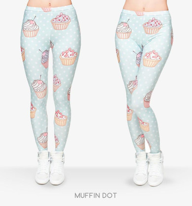 Leimolis 3D print retro Light blue muffin cake dot women casual punk rock leggins High Waist full print pants Leggings