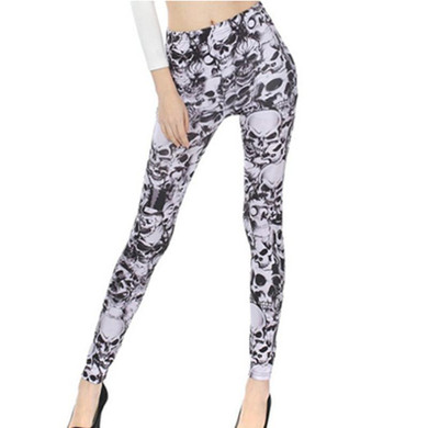 Leggings for Women New AOWOFS Female Skull Print Pattern Skinny Slim Fit Pants Stretchy Leggings Hot Item Hot