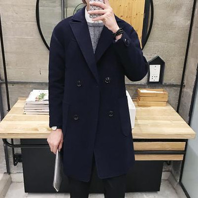 2016 hot sale Men's windbreaker winter coat young Korean students cultivation in the long tide men's double breasted woolen coat
