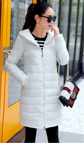 Autumn Winter Women Cotton Jacket Medium length Coats Fashion Solid color Parkas Hooded Thicker Plus size Loose Outerwear OKXGNZ