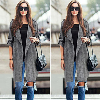 Autumn Winter Trench Coats for Womens Open Front Coat Plus Size Long Cloak Overcoat Waterfall Cardigan Outwear Oc8