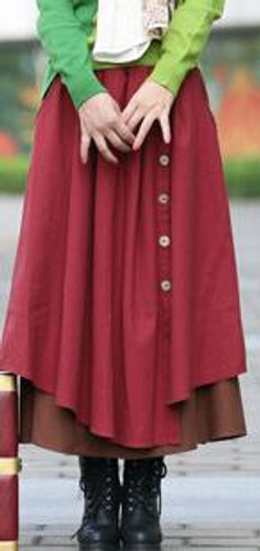 Autumn Winter Skirt Women High Waist Pleated Skirts Plus Size Casual Long Skirt Cotton Linen Vintage Maxi Skirt,Saia,Faldas S198