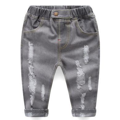 2018 Europe Fashion Children Broken Hole Pants Boys Girls Elastic Eaist Jeans Baby Kids Mid Denim Trousers Toddler Leggings Pant