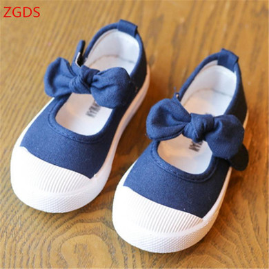 2018 Children Shoes Girls Canvas Shoes Fashion Bowknot Comfortable Kids Casual Shoes Sneakers Toddler Girls Princess Shoes
