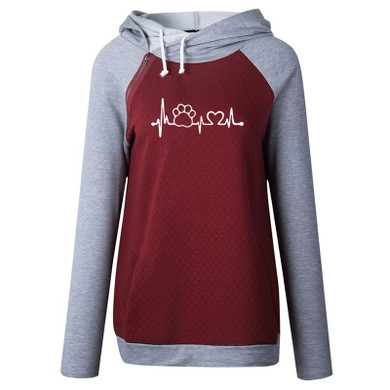 2018 Cat Lifeline Fashion Funny Patterns Print Tops Kawaii Hoodies Women Printing Thick Harajuku Corduroy Buckle Comfortable