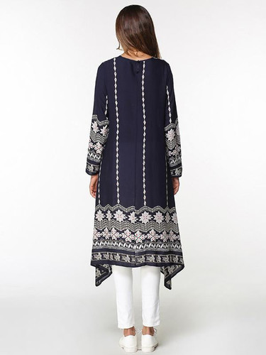 Asymmetric Printed Loose Midi Dress