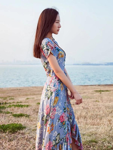 Asymmetric Printed Bohemia Dress