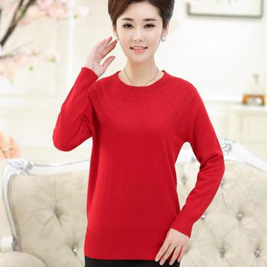 ASLTW Spring And Autumn Long Sleeve Sweaters Women Hedging O Neck Loose Knitwear Mother Solid Tops Pullover Sweater For Women