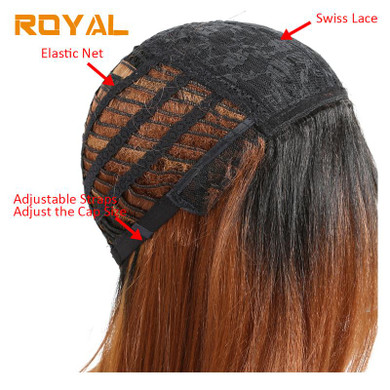 RoyaL Short 100%Human Hair Brazilian Straight Hair Bob Wig For Black Women1b/30 Ombre Color Non-Remy Hair