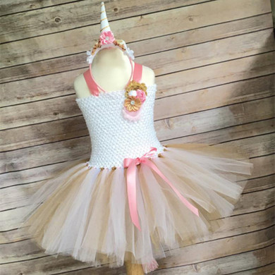 Girls Tutu Dress Fancy Rainbow Princess Pony Unicorn Dress With Headband Christmas Halloween Costume Kids Girl Party Dress 1-14Y