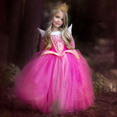 Girls Sleeping Beauty Princess Cosplay Party Dresses Children Long Sleeve Aurora Costume Clothing Kids Tutu Dress for Christmas