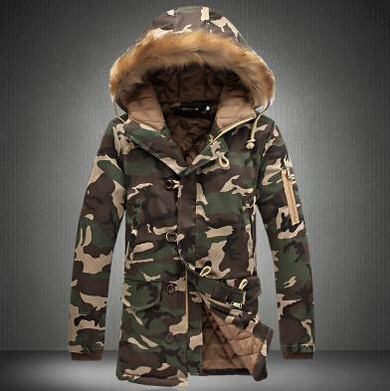 L16 Fashion camouflage parkas men military medium-long winter coat men thickening cotton-padded winter jacket men with fur hood