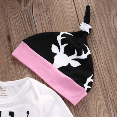 2016 Autumn Spring Baby 3PCS Daddys Little Girl 3PCS Newborn Toddler Baby Girls Tops Romper+Long Pants+Hat Outfits Clothes 0-18M