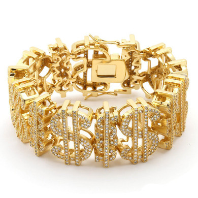 King Ice 14K Gold Money Sign Bracelet