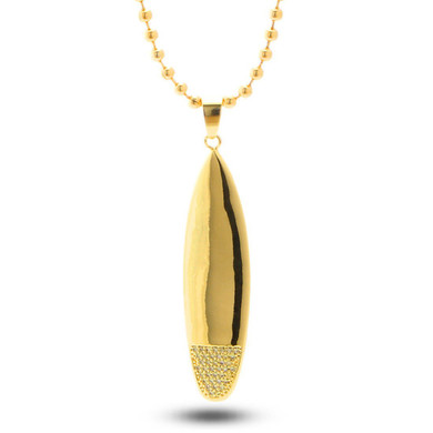 King Ice 14K Gold CZ Surfboard Necklace