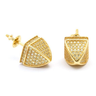 King Ice 14K Gold Dome Hip Hop Earrings