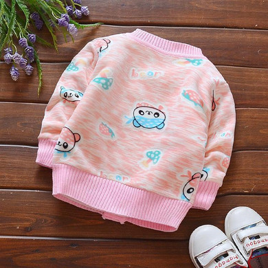 Baby Coat 2017 Autumn Girls Warm Sweater Coat Cartoon Velvet Cardigan