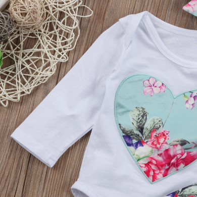 Baby Clothing 3pcs Newborn Kid Baby Girl Floral Clothes Romper +Pants +Headband Outfits Clothing Set