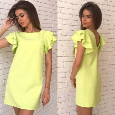 2017 Womens Summer Style Butterfly Sleeve Casual Dress Red Sexy Backless Beach Mini Party Club Dresses Vestidos