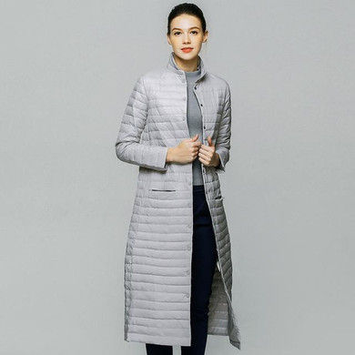Hot 2016 Snow Winter Jacket Women Fashion 90 % White Duck Down Coat Fit Thin Long Knee Single-breasted Jackets Slim Trench Coat