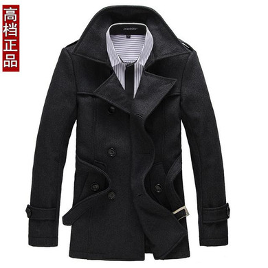 hot 2013 man overcoat winter brand business plus size medium long double-breasted woolen coat thick warm trench coat M-6XL D2239