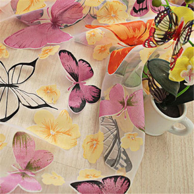 Hot 1MX2M Butterfly Printed Tulle Door Window Balcony Sheer Panel Screen Curtain Colorful Y1