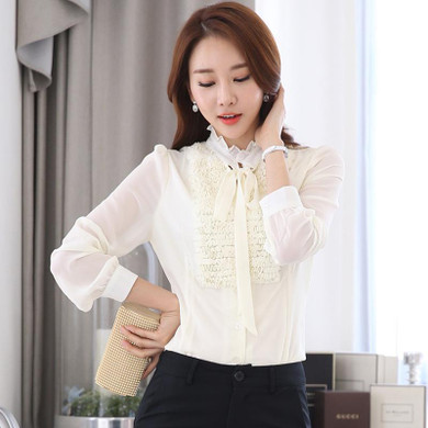 New 2017 Women's Shirt Long Sleeve Black Blouse Fashion Tops Ladies Office Blouse Camisa Mujer OL Chiffon Blouses And Shirts