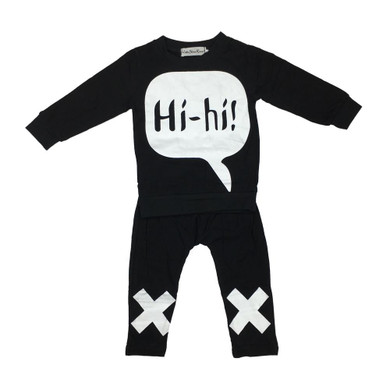 New 2017 autumn infant clothes baby boy clothing sets cotton black printed long sleeve 2pcs suit baby girl clothes
