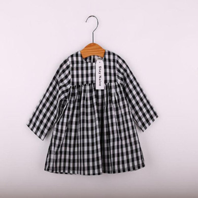 2017new Cute Baby Kid Girls Casual Plaid Dress Long Sleeve Princess Children Clothes
