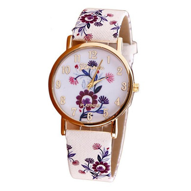 Lovesky Fashion 2016 New Women's Watch Flower Patterns Leather Watches Lady Girl Dress Relogio Analog Quartz Vogue Wrist Watches