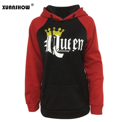 Lovers Couples Hoodies 2018 Fashion Sweatshirt King Queen Letters Crown Women Man Clothes Long Sleeve Hoody Casual Pullovers