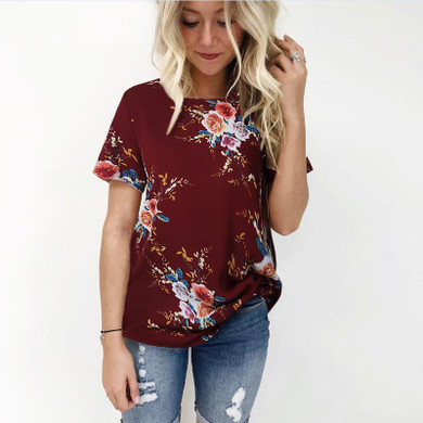 Large Size New Brand Summer T Shirt Women Fashion Casual Vintage Floral Print Tshirt Plus Size Elegant Office Tees Top Female