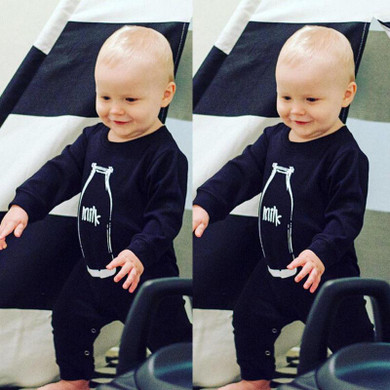 Rompers Jumpsuit Long Sleeve Milk Bottle Clothing Outfit Baby Girl Boy Newborn Infant Baby Boys Girl Kids Clothes Cotton